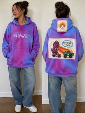 B2SS Tie Dye Hoodie Made in USA Graphic Back Print Oversized New Condition